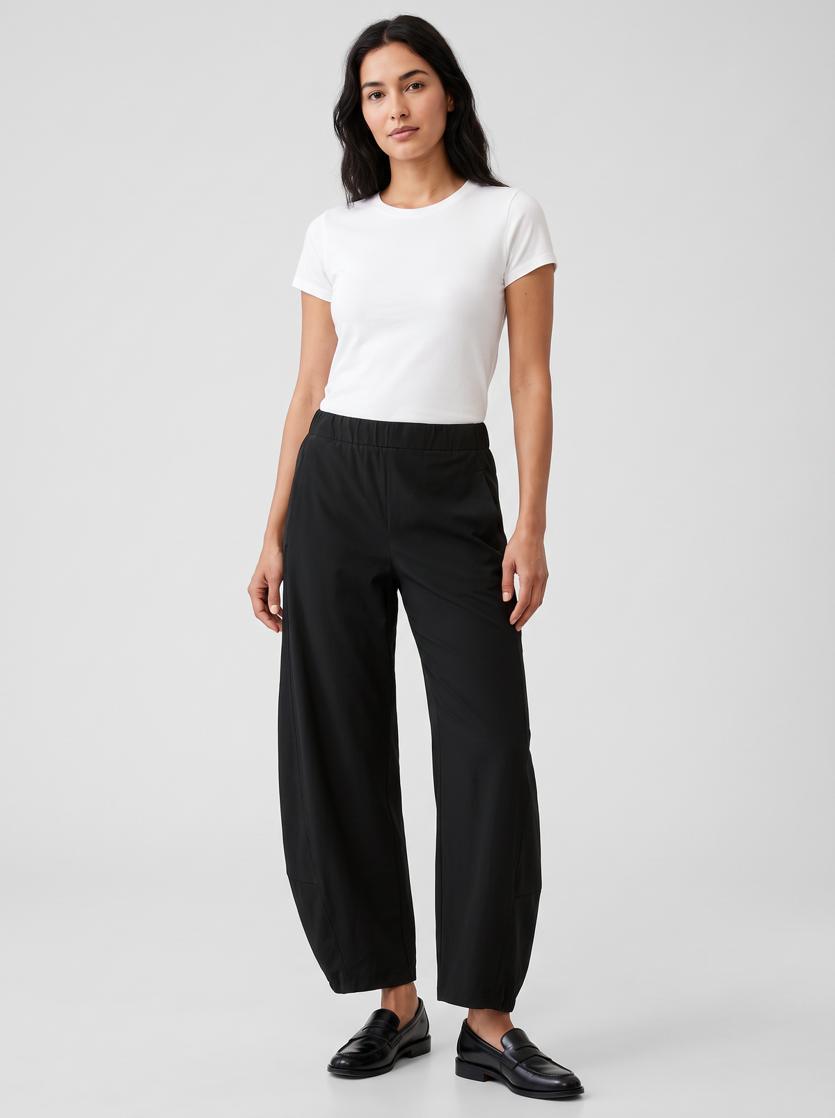 Pantalón Barrel de Tiro Medio - Negro