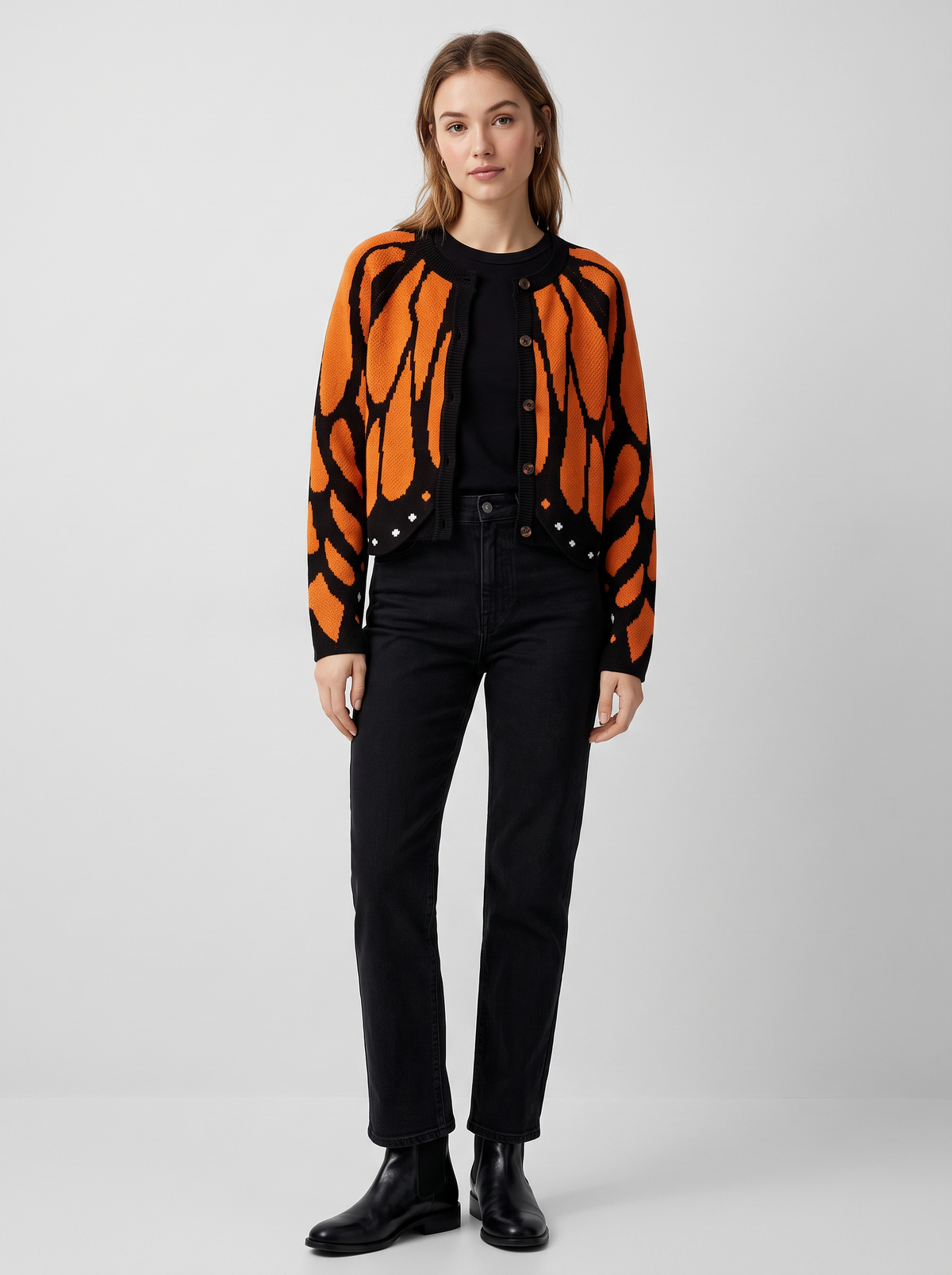 Cárdigan Mariposa Monarca - Naranja