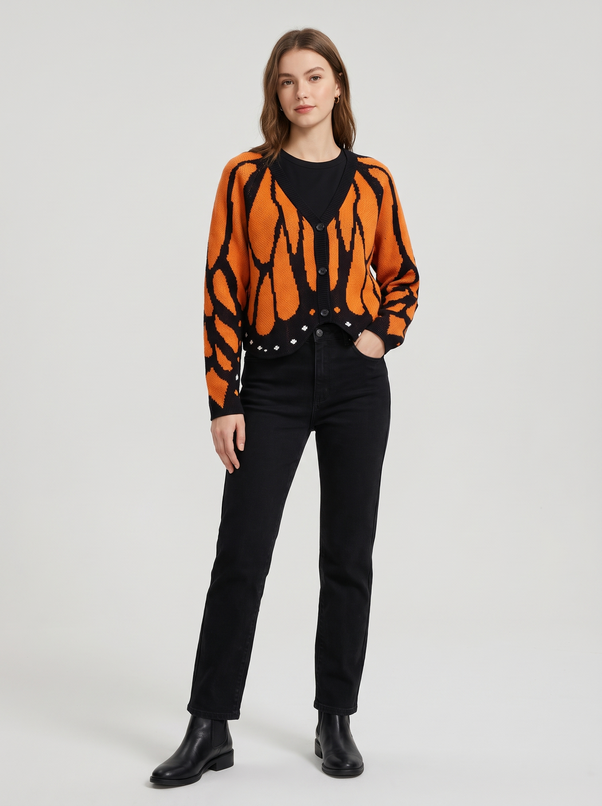 Cárdigan Mariposa Monarca - Naranja