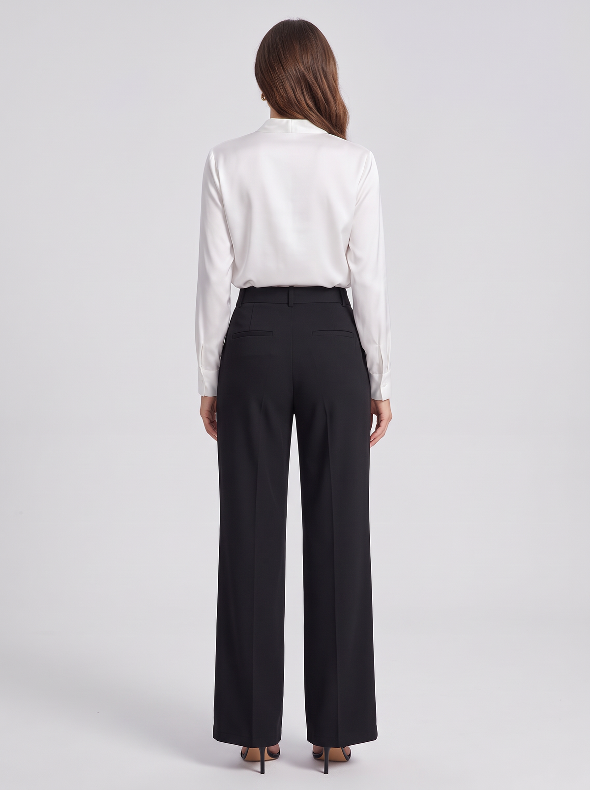 Pantalón Ancho de Oficina - Negro - espalda